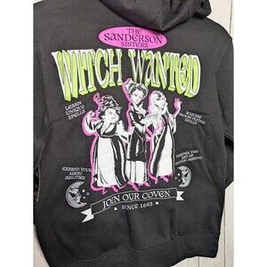 NWT Disney Hocus Pocus Zip Hoodie XS Sanderson Sisters Goth Cozy Witch Halloween
